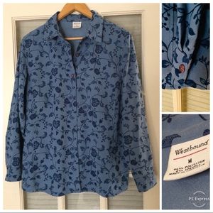 Blue Floral Dress Shirt by Westbound 🦋 Sz M